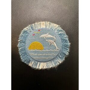 Dolphin Sunset Embroidered Iron on‎ Patch Applique Iron On Sew On Coastal Ocean
